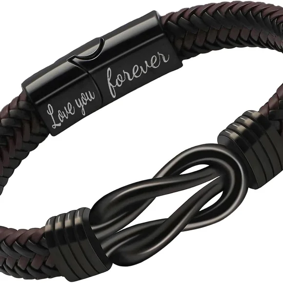 Black Braided Bracelet with Infinity Knot